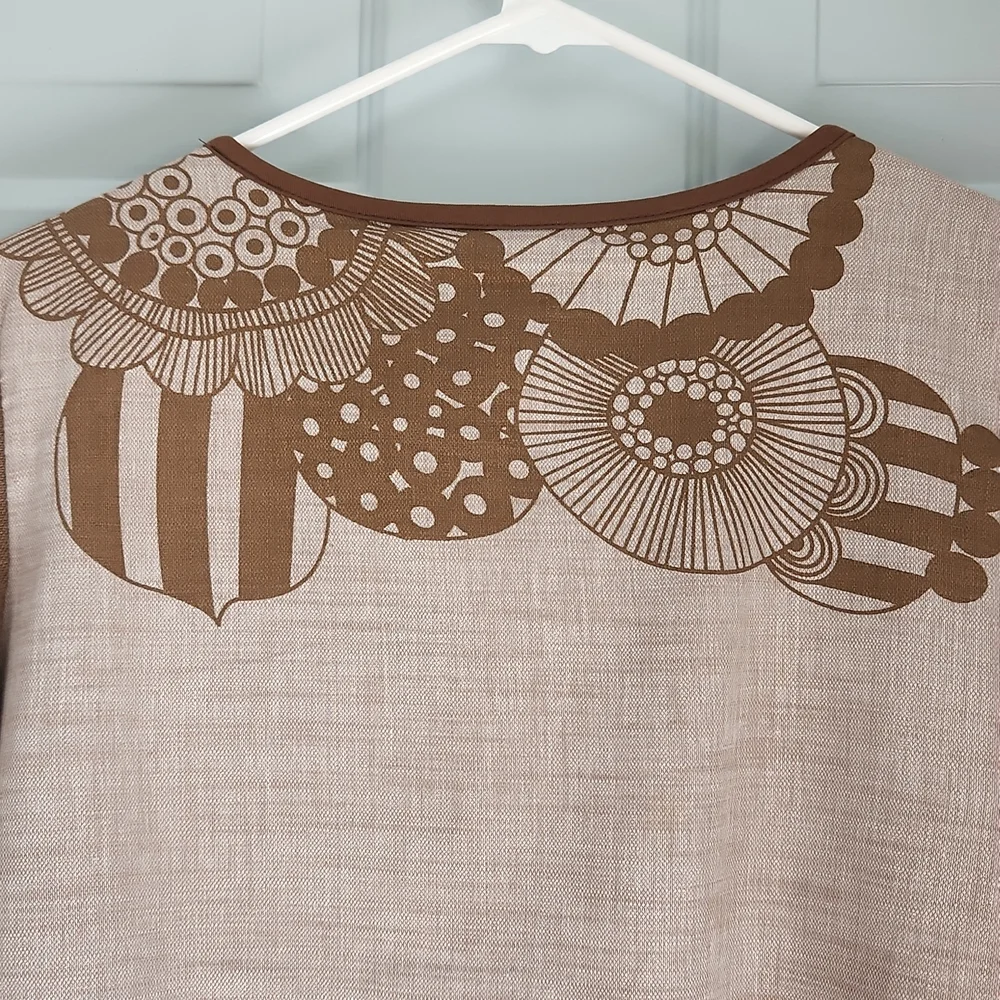 Aoyidao, Women's L Medium Brown Jerse Sleeves, Linen Fabric w Design Front/Back - Picture 7 of 8